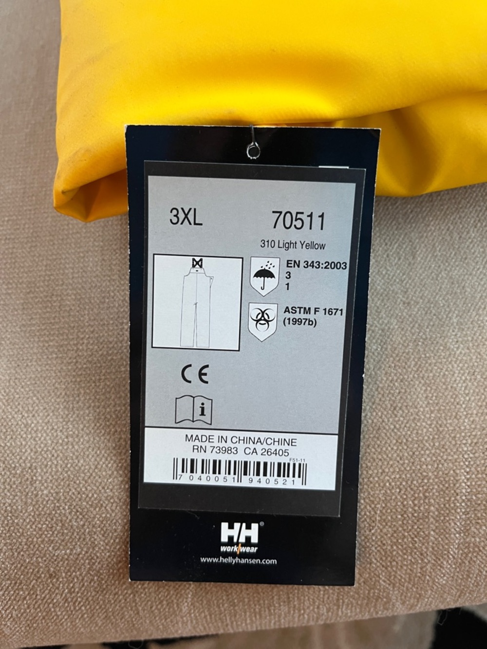 Helly Hansen 70511 3XL Bright Yellow Rain Bib Overalls NWT Waterproof Workwear - Picture 4 of 5